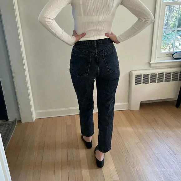 ZARA High Waist washed black straight leg ankle jeans size 4/ 26 Abercrombie - Picture 3 of 9
